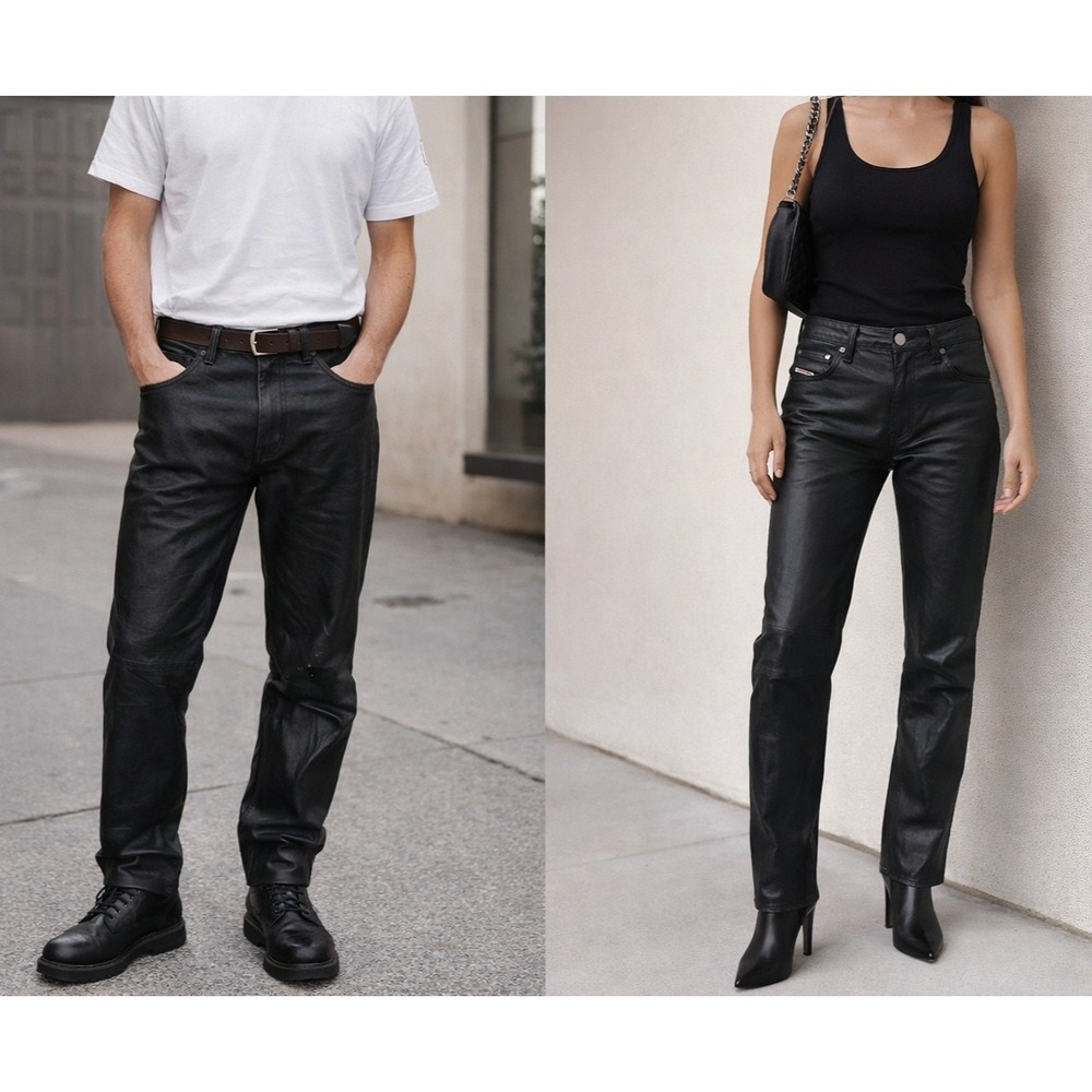 Diesel Industry 100% Leather Moto Pants Lined Motorcycle Biker Size 28 *Read*